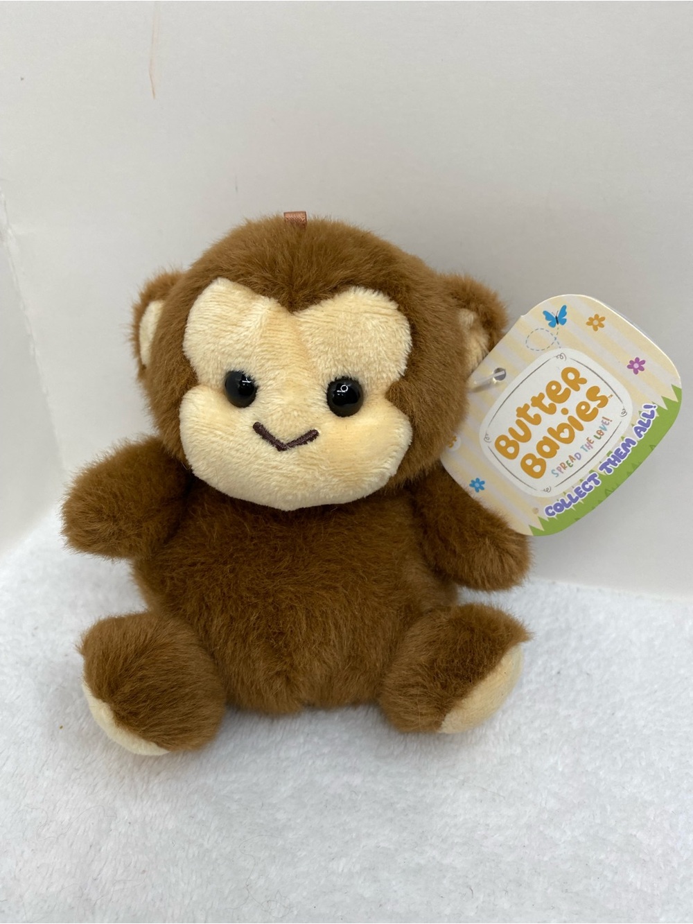 Butter Babies 4.5 inch Mini Plush Monkey Rose Art Bean Weighted Bottom Sensory